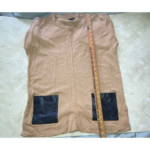 Ann Taylor Factory Womens Tan Pullover Sweater W/ Faux Leather Pockets XS/S - Picture 6 of 6
